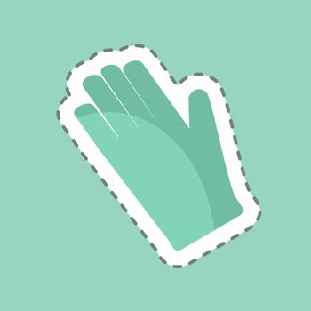 Gardening Gloves Sticker in trendy line cut isolated on blue background vector