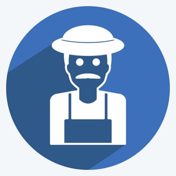 Gardener Icon in trendy long shadow style isolated on soft blue background vector