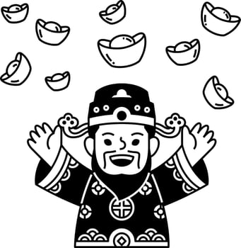 chinese god celebrate with gold vector