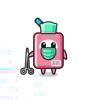 surgeon milk box mascot character vector
