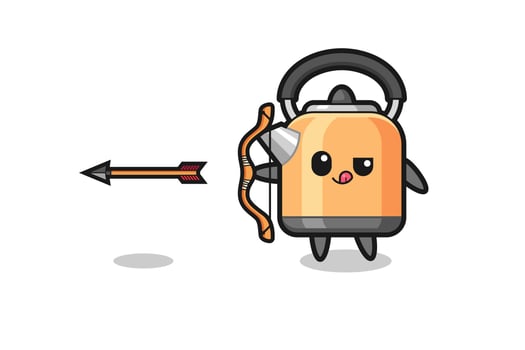 illustration of kettle character doing archery vector