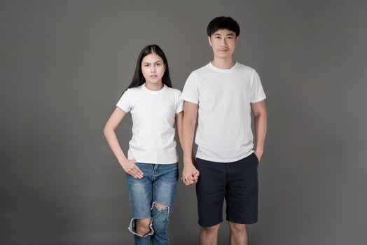 Happy couple of love portrait in Studio photo