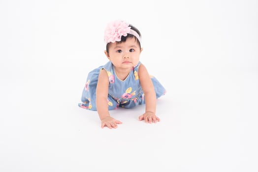 Adorable Asian baby girl is portrait on white background photo