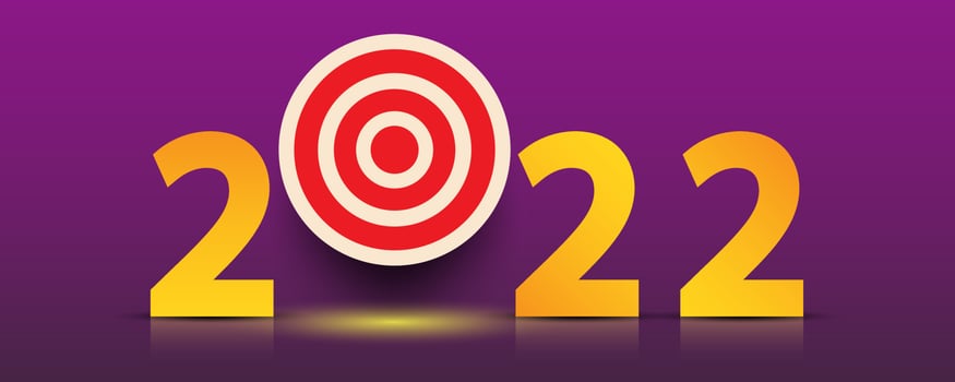 2022 new year target goal in business world wide concept by symbol red archery target. vector
