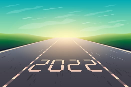 Happy new year 2022. modern design concept highway transport for creative and designer making artwork vector