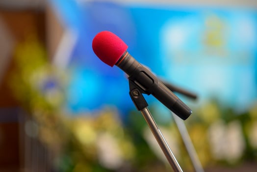 Microphone in the meeting hall conference photo