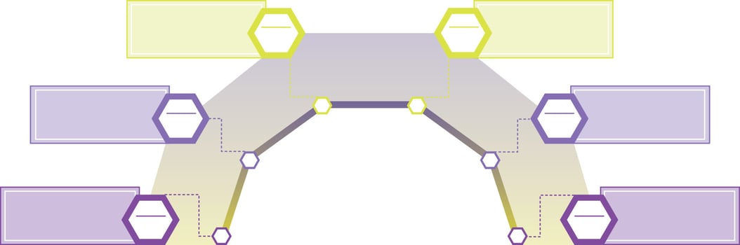 Infographics for writing ideas, achieving goals, solving problems. For office, school, business. Purple-yellow scheme. Honeycomb. Lines and blocks. Flat vector illustration