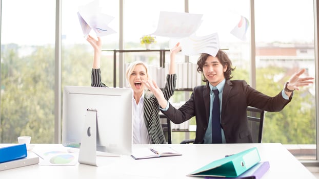 Business people are happy with business success in office photo