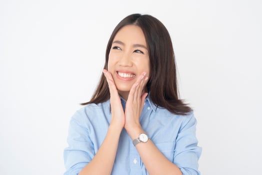 Attractive Asian woman portrait  on white background photo