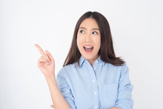 Attractive Asian woman portrait  on white background photo