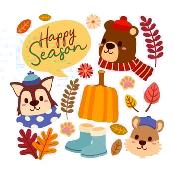 Set of item object for autumn season vector