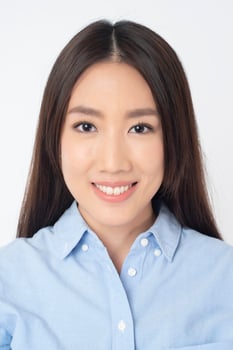 Attractive Asian woman portrait  on white background photo