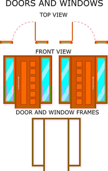 color pictures of doors and windows. single doors. door icon vector
