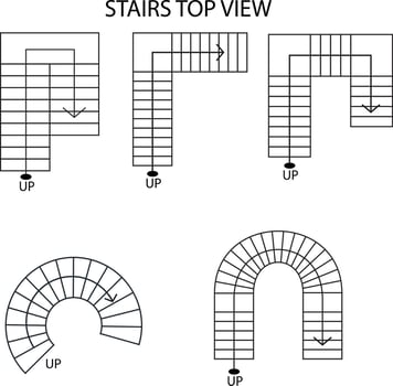 Illustration vector graphic of top view of the stairs icon suitable for your house plan design