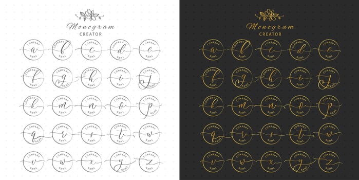 Wedding monogram and letter logo creator. vector
