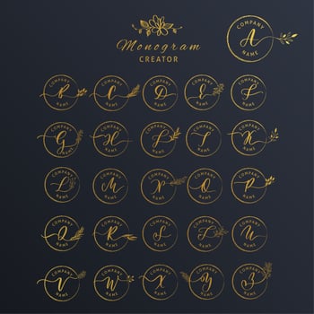 Wedding monogram and letter logo creator. vector