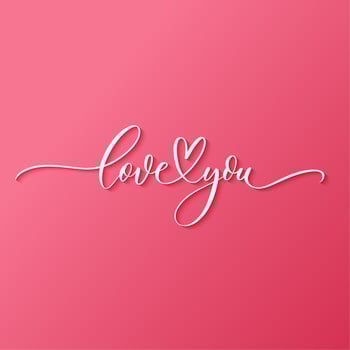 Love you - calligraphy inscription on pink background.Premium vector. vector