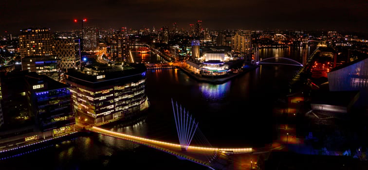 Aerial view of the Media City district in Manchester, UK. photo