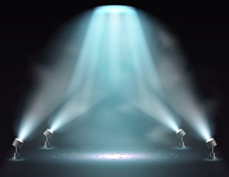 Showtime background illuminated by spotlights vector