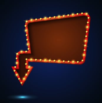 Signboard retro style with lamps. Vintage banner with light bulbs vector