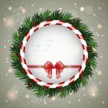 Christmas greeting card with Christmas wreath vector