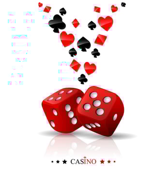 Shiny red dices on the white background vector