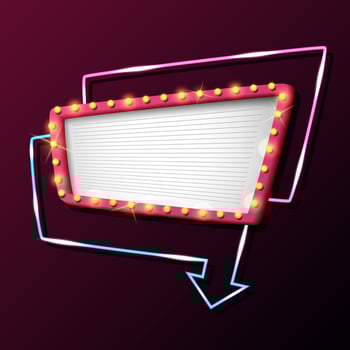 Signboard retro style with lamps. Vintage banner with light bulbs vector