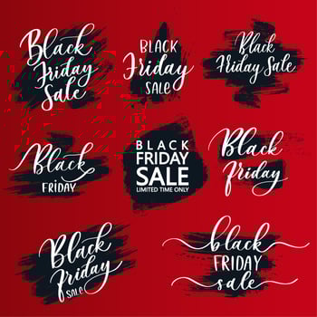 Black square frame with red brushstroke. Black friday sale template. Border vector frame.