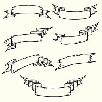 hand drawn banner ribbon vector