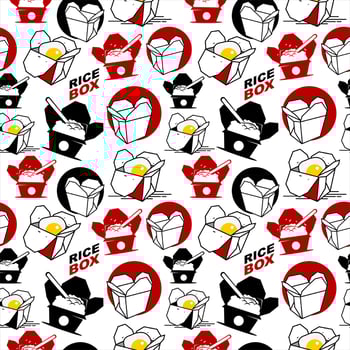 Cartoon rice box seamless pattern vector