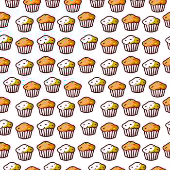 cartoon muffin seamless pattern vector