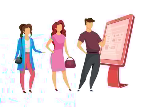 People wait for terminal service semi flat color vector characters