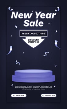 New year sale poster template vector