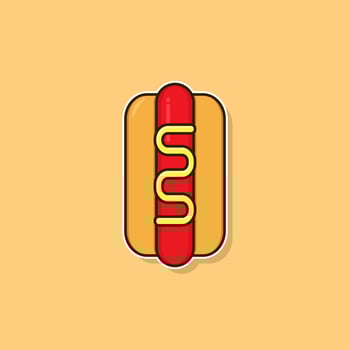 Hot dog cartoon style icon illustration vector