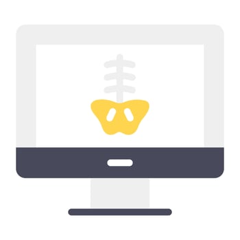 Bone inside monitor, concept of online x ray icon vector
