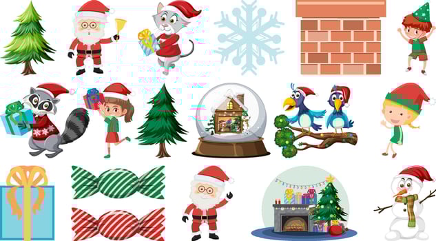 Set of isolated objects of christmas theme vector