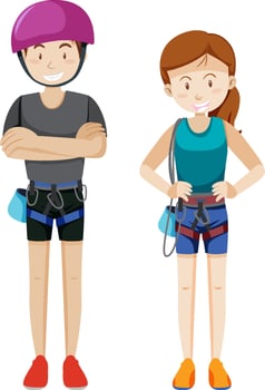 Man and woman wearing climbing gears vector