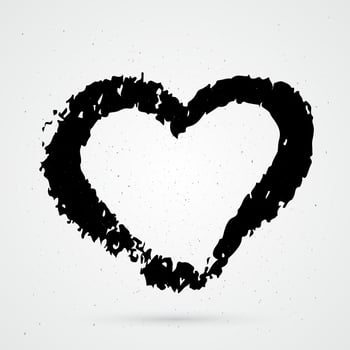 Hand painted heart on white background. Grunge shape of heart. Black textured brush stroke. Valentines day sign. Love symbol. Easy to edit vector element of design.