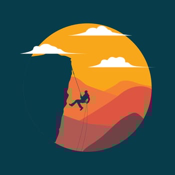 Hill climbing silhoutte at night vector