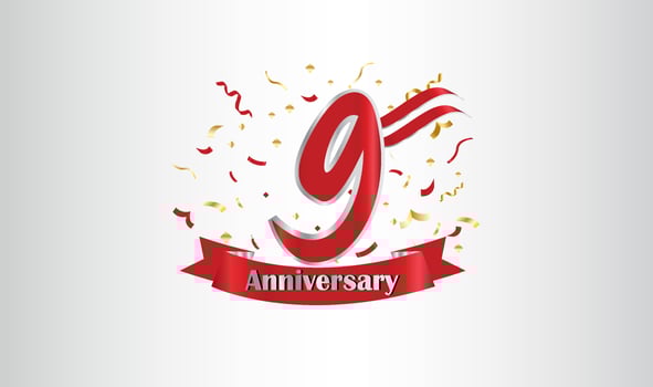 Anniversary celebration with the 9th number in gold and with the words golden anniversary celebration. vector