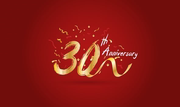 Anniversary celebration background. with the 30th number in gold and with the words golden anniversary celebration. vector