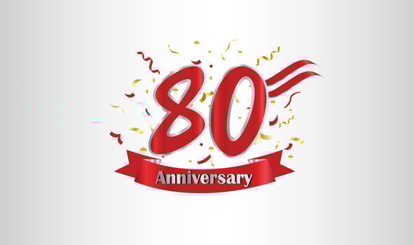 Anniversary celebration with the 80th number in gold and with the words golden anniversary celebration. vector