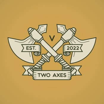 Crossed axes emblem with simple line art style vector
