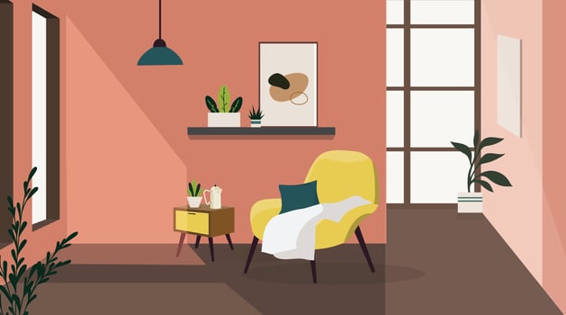 Minimalist Interior Illustration Landscape Background vector