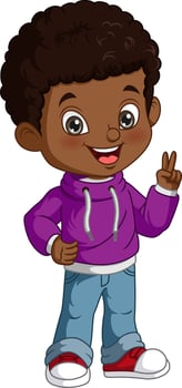 Cute african american boy posing vector