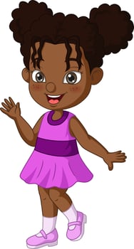 Cute african american girl waving hand vector