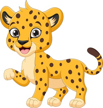 Cute baby cheetah cartoon on white background vector