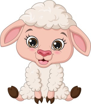 Cute baby lamb cartoon sitting vector