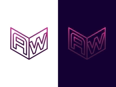 Initial letter AW minimalist and modern 3D logo design vector
