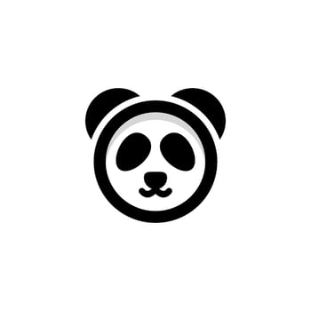 Logo Design Vector Round Face Panda with minimalist flat style